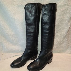 CHANEL Black Riding Boots, size 38.5